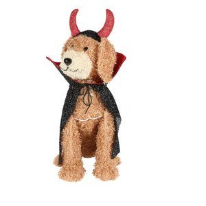 Haunted Living 28-inch Lighted Doodle Dog w/ Cape Halloween Decor Golden Doodle